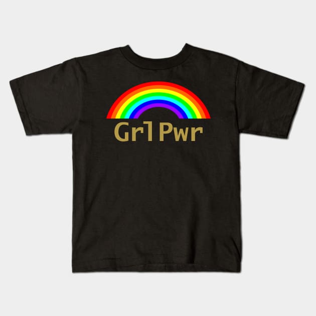 Grl Pwr and Rainbow Feminism Kids T-Shirt by ellenhenryart